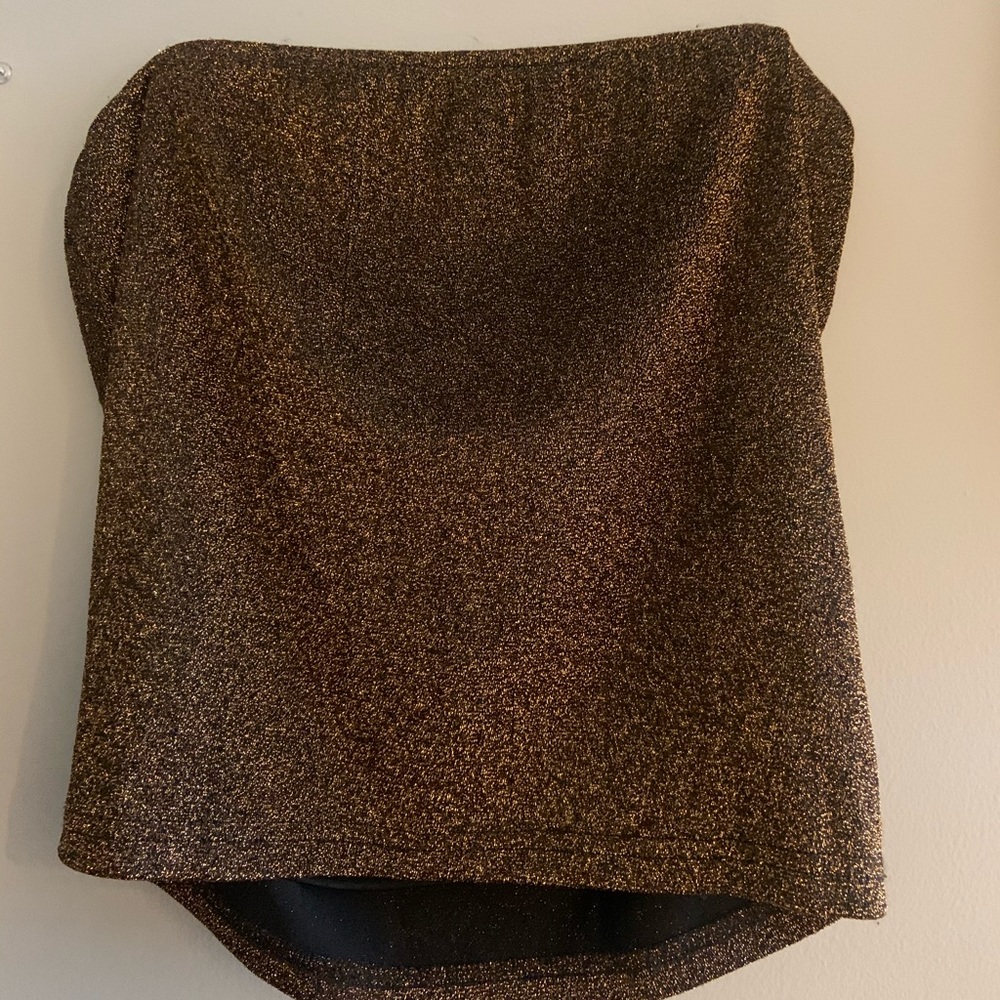 FOREVER 21 Medium Gold Shimmer Tube Top